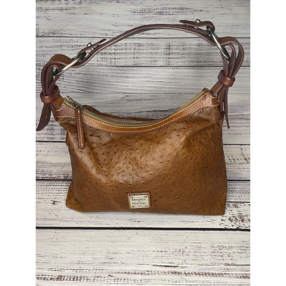 Dooney & Bourke Ostrich Leather Hobo Shoulder Bag GUC $348 - Picture 1 of 16